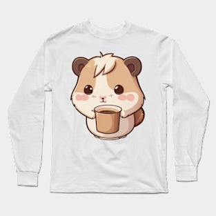 Cute hamster with coffee Long Sleeve T-Shirt